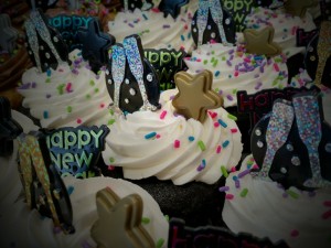New Year's Decorated Chocolate Cupcakes